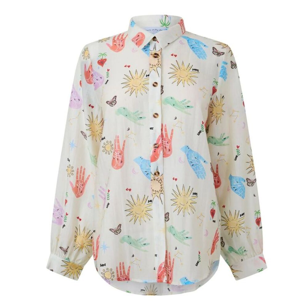 Never Fully Dressed Womens/Ladies Celestial Marley Patterned Shirt / Cream